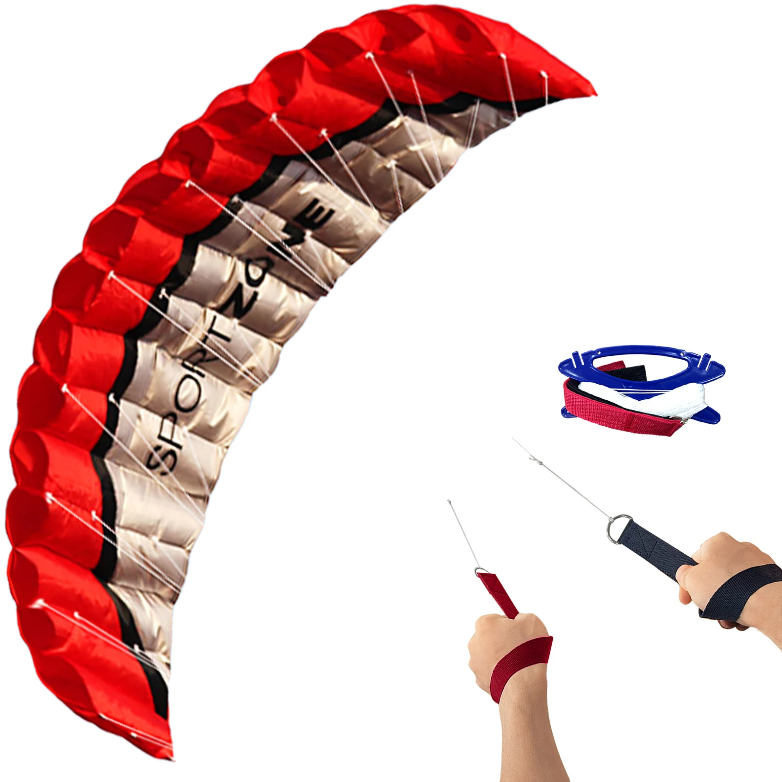 High Quality  2.5m Red Dual Line Parafoil Kite  WithFlying Tools Power Braid Sailing Kitesurf Rainbow Sports Beach