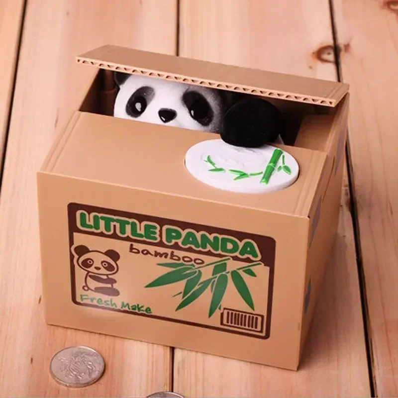 Piggy Bank for Children, Panda Coin Box, Automated Cat Thief Money Boxes, Toy Gift for Kids, Christmas Gift