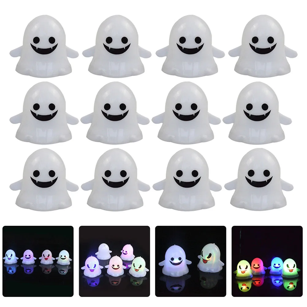 

12 Pcs Ghost Lamp Desktop Decoration Dining Table Novelty LED Light Plastic Halloween Party