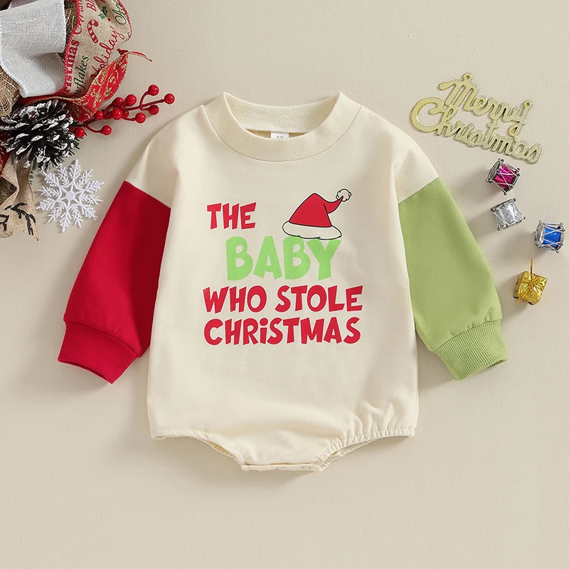 

Infant Winter Long Sleeve Rompers Newborn Holiday Reindeer Print Round Neck Bodysuit Baby Loose Fit Jumpsuits for Christmas