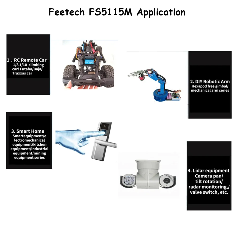 Feetech FS5115M محرك معزز رقمي 15 كجم 180 درجة ميتال جير لسيارة Arduino RC Futaba JR RC نموذج هليكوبتر قارب لتقوم بها بنفسك روبوت