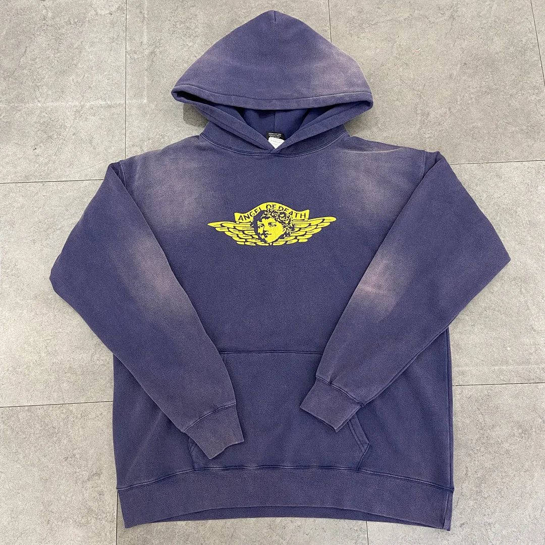 2026 Saint Vintage Angel Printed Women Men Sweatshirt Hoodies Oversized Men Casual Hoodie Pullover Washed Distressed