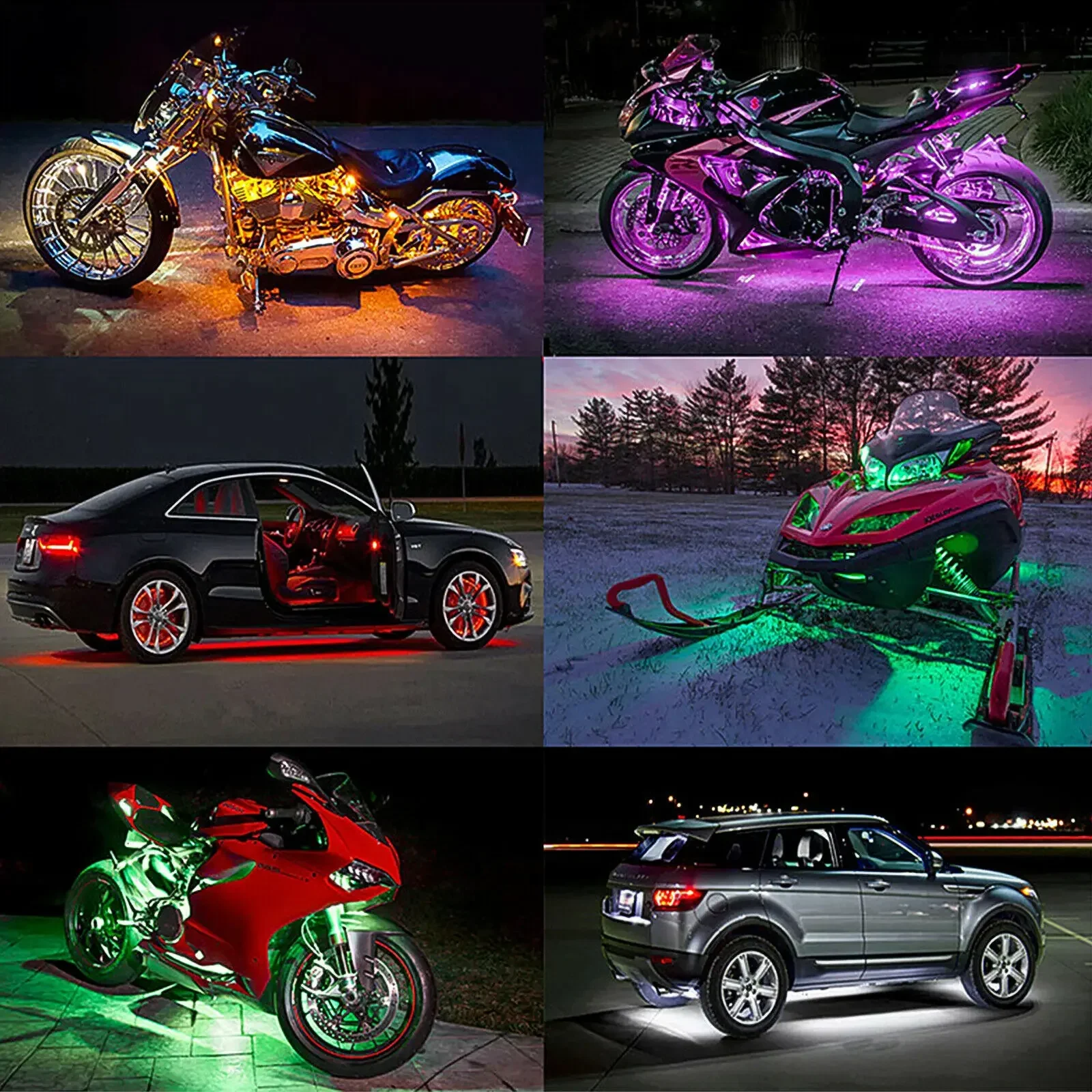 16PC APP IR RF Wireless Remote Controllers Neon Ground Atmosphere Car Motorcycle LED Light Strips For Harley Kawasaki jeep etc