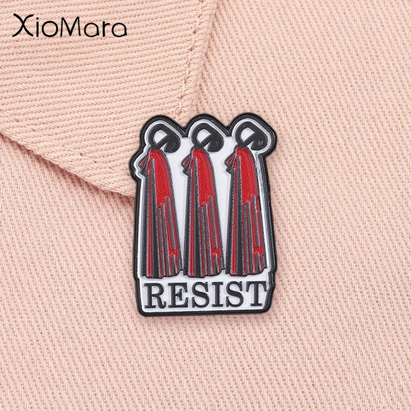 Science Fiction Movie Badge Red Robe Handmaids Resist Feminist Enamel Pin Dystopian Novel  Brooch Jewelry Gift for Friends
