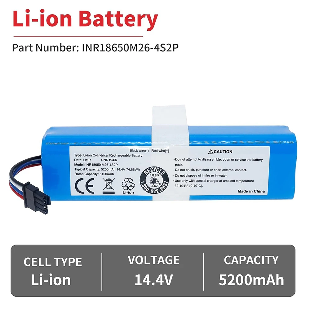高容量 5200mAh バッテリー 14.4V 14.8V Eufy Robovac L70 ハイブリッド L10 T2190 T2190G21 掃除機アクセサリー用