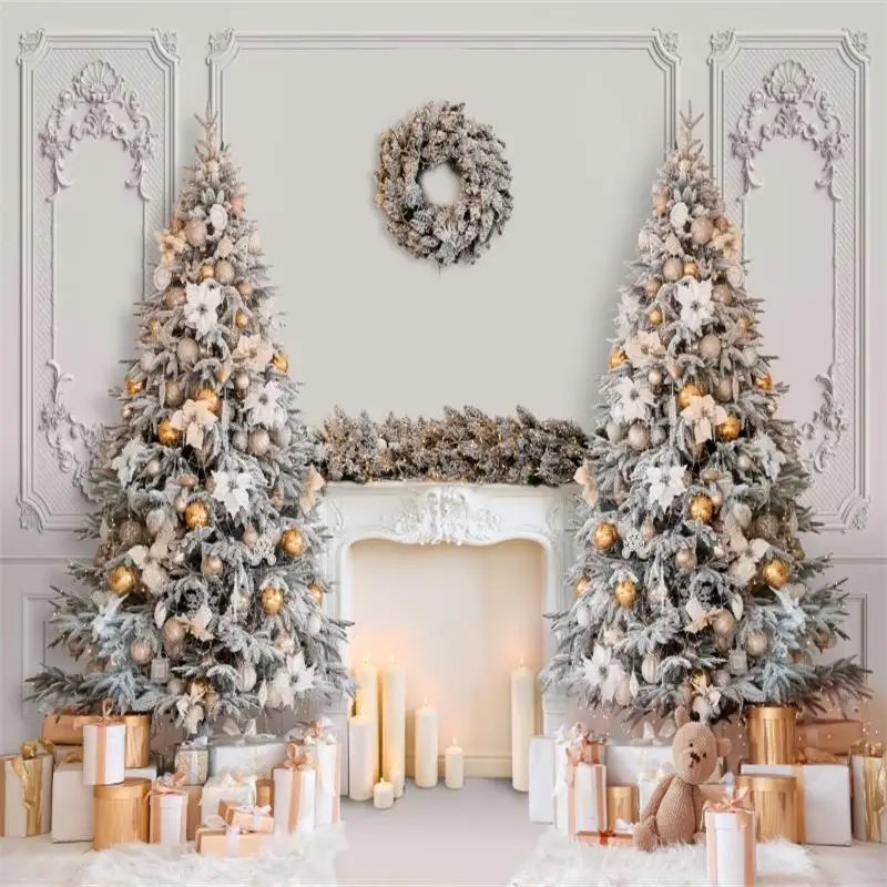 Giáng Sinh Gỗ Nền Cho Ảnh XMAS Cây Sao Lồng Đèn Bóng Đèn Thảm Lót Sàn Cho Bé Họ Photozone Ảnh Phông Nền Chụp Ảnh Phòng Thu