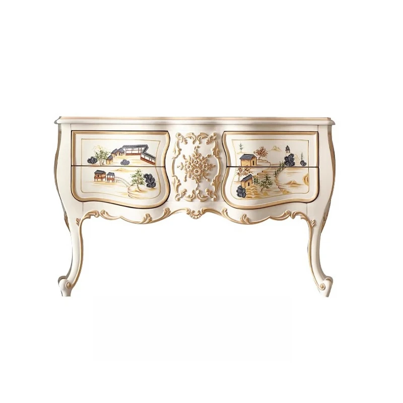 

Art flag French light luxury painted porch cabinet entry foyer against the wall storage decorative chest cabinet European