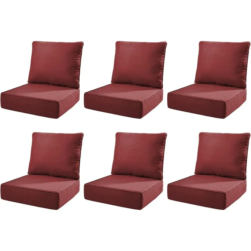 

6-Piece Outdoor Seat Cushion Set - 24x24x6 Deep Seat & High Back, Water-Resistant Patio Furniture Cushions for Loveseat, Chairs,