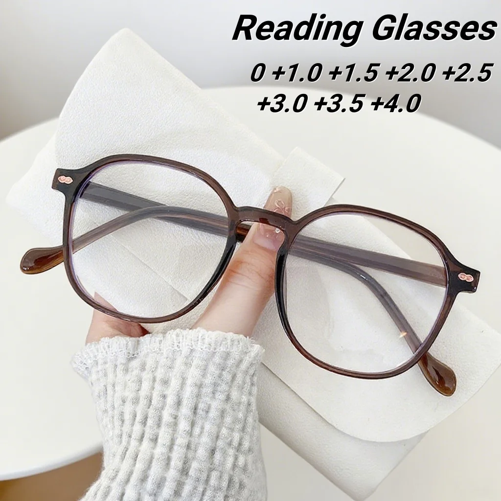 

New Fashion HD Large Frame Women's Presbyopia Glasses Ultra Light Neutral Retro Luxury Simple Versatile Anti Blue Light Glasses