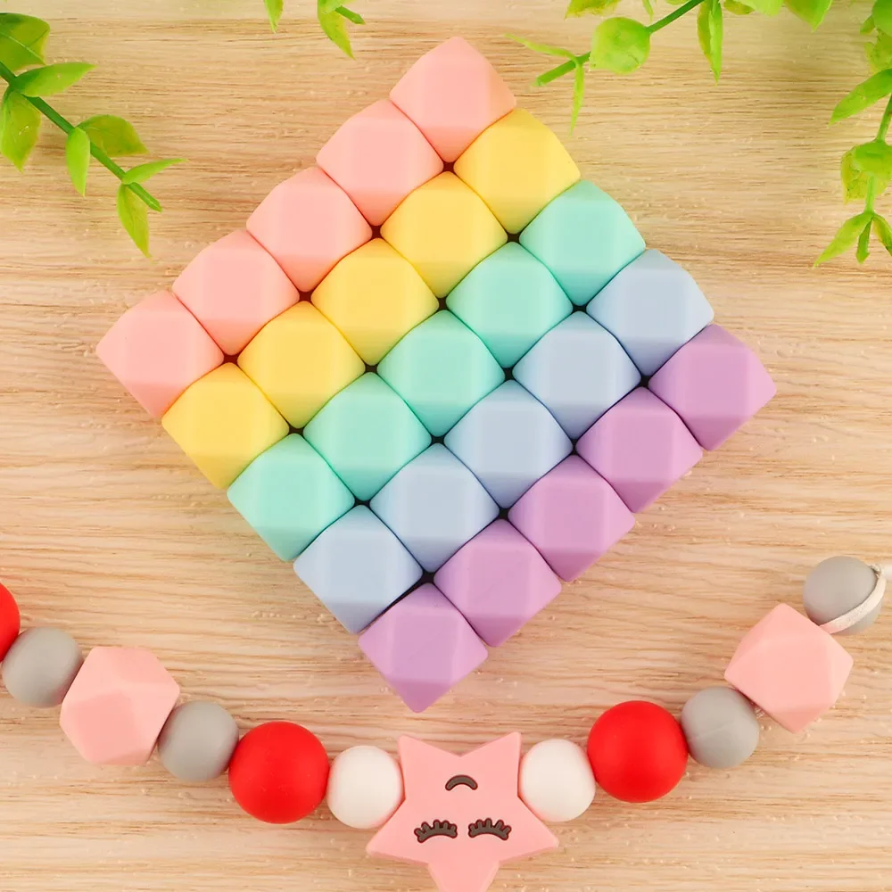 LOFCA  14/17mm 20/30pcs Hexagon Silicone Beads Silicone Bead For Jewelry Making For Necklace Making Jewelry Accessories