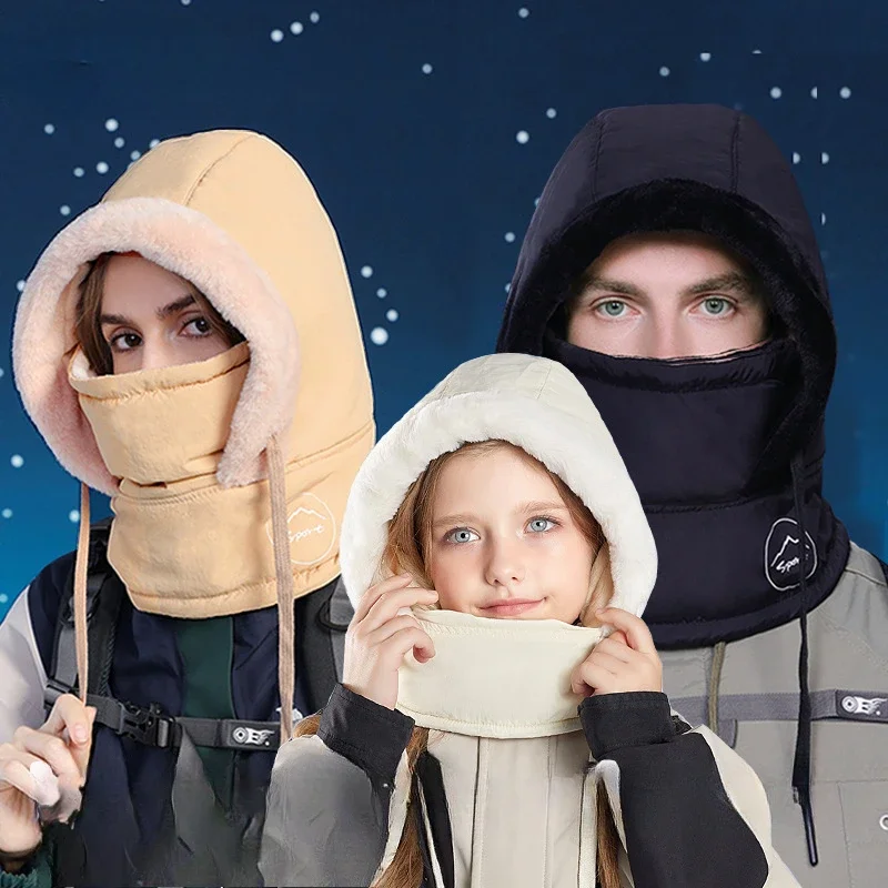 Balaclava inverno à prova de vento viseira de esqui crianças adultos chapéus respirável máscara facial térmica pescoço mais quente cachecol capacete capuz ciclismo boné