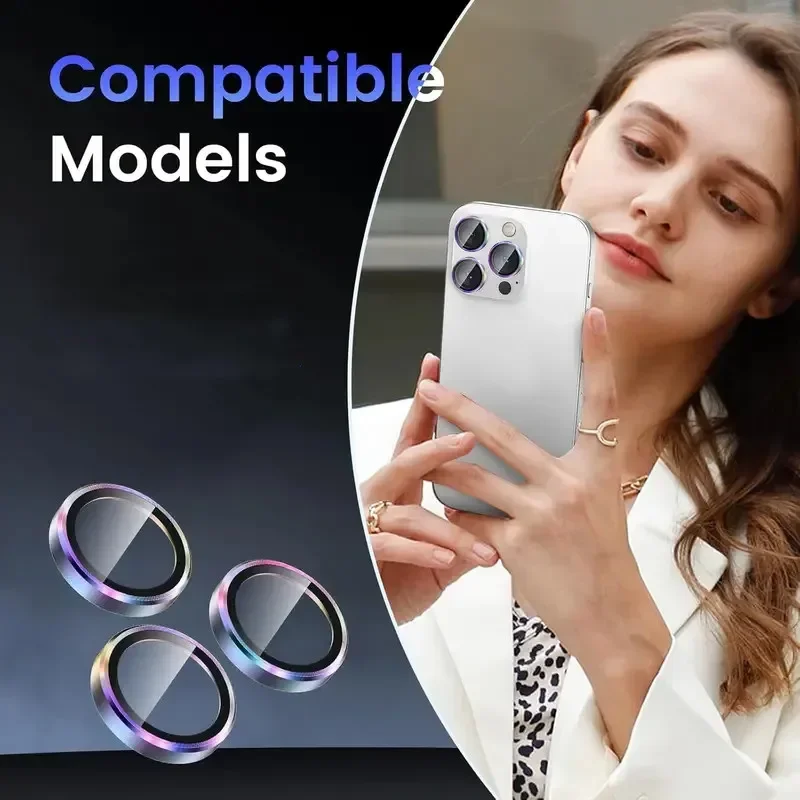 2-3 قطعة حامي العدسة المعدنية الزجاج آيفون 16 17 برو ماكس كاميرا صغيرة عدسة طبقة حماية آيفون 16 برو 14 15 زائد