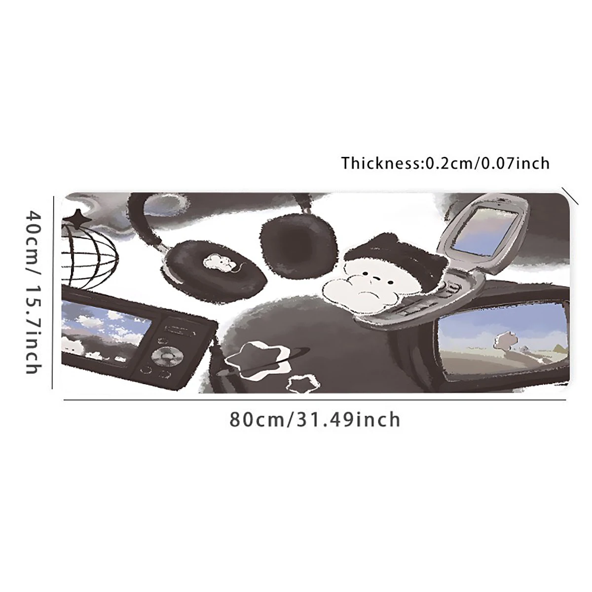 1pc Oil Painting Design Cute Bear Mouse Pad Multi-Size Non-Slip Stitched Edge Computer Keyboard Desk Mat For Office And Gift