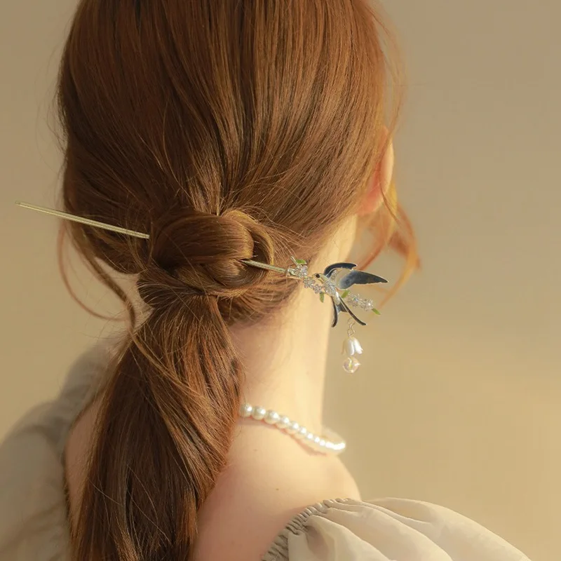 Chinese Chopsticks Hair Sticks Forks Brids Flower Designs Pearl Hairpins Side Clips for Women Girls Hair Bun Maker Jewelry