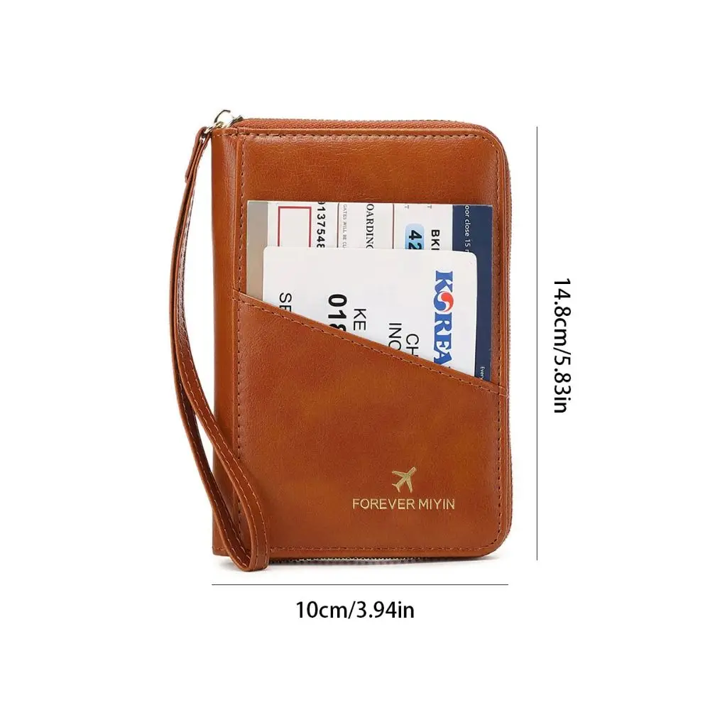 Waterproof Passport Cover with SIM Card Slots Card Case Airplane Check-in Leather Passport Bag Coin Purse Large Capacity