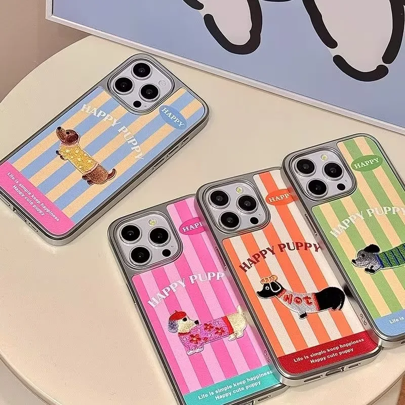 Case Compatible for IPhone 7Plus 13 12 15 11 14 16 Pro Max XR X XS Max 16 15 7 8 Plus Cartoon Creative Dachshund Cute Puppy Case