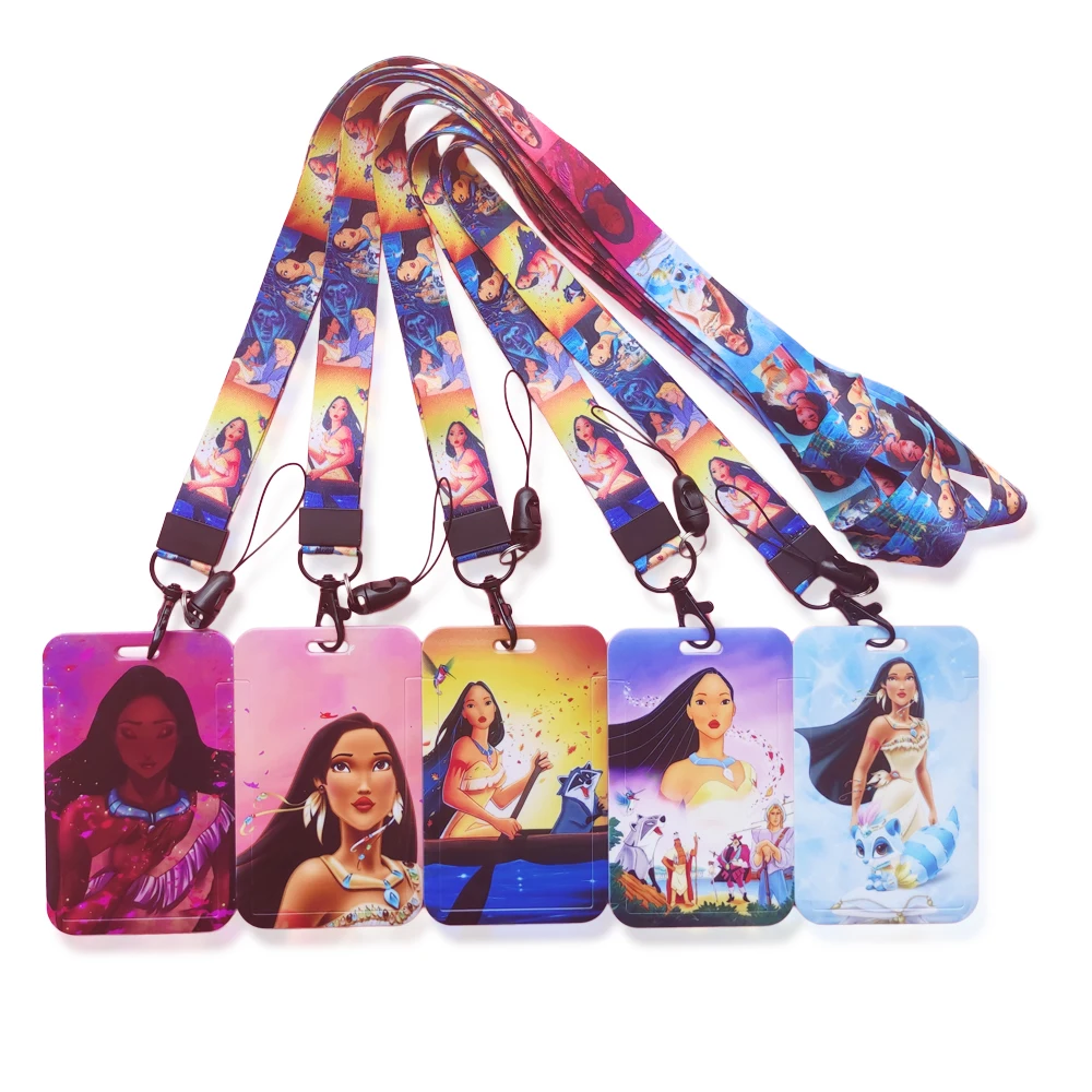 Disney Princess Pocahontas Women's Plastic Anime ID Card Holder ID Badge Sliding Work Name Tag Bus Card Holder Drop Shipping