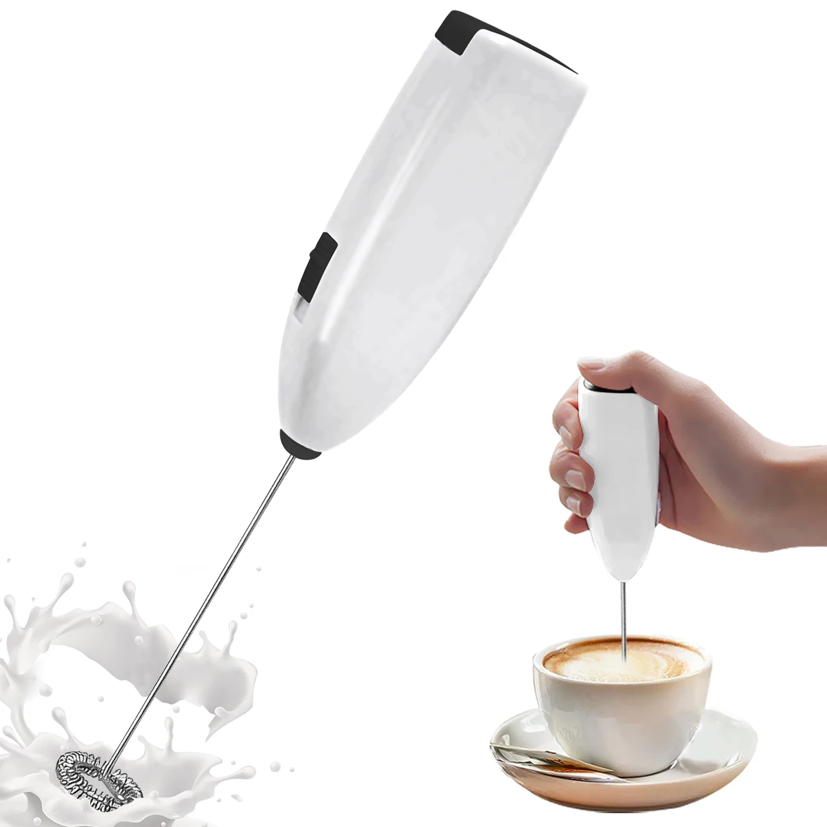Electric Milk Frother Handheld Foam Maker Drink Mixer Whisk Portable Egg Beater Bubble Maker Battery Operated Kitchen Tools