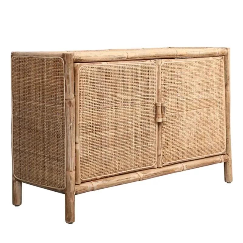 

Japanese-style rattan household storage storage cabinets, small-sized homestays, wind bed side cabinets, retro mini buckets