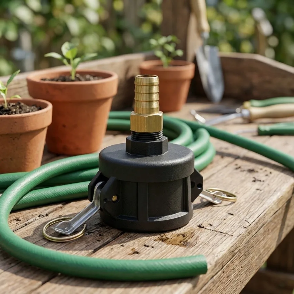 For IBC Tote Fitting for Converting 2 inch Drain Opening to 3/4 inch Garden Hose Thread Using Resistant PP and Brass