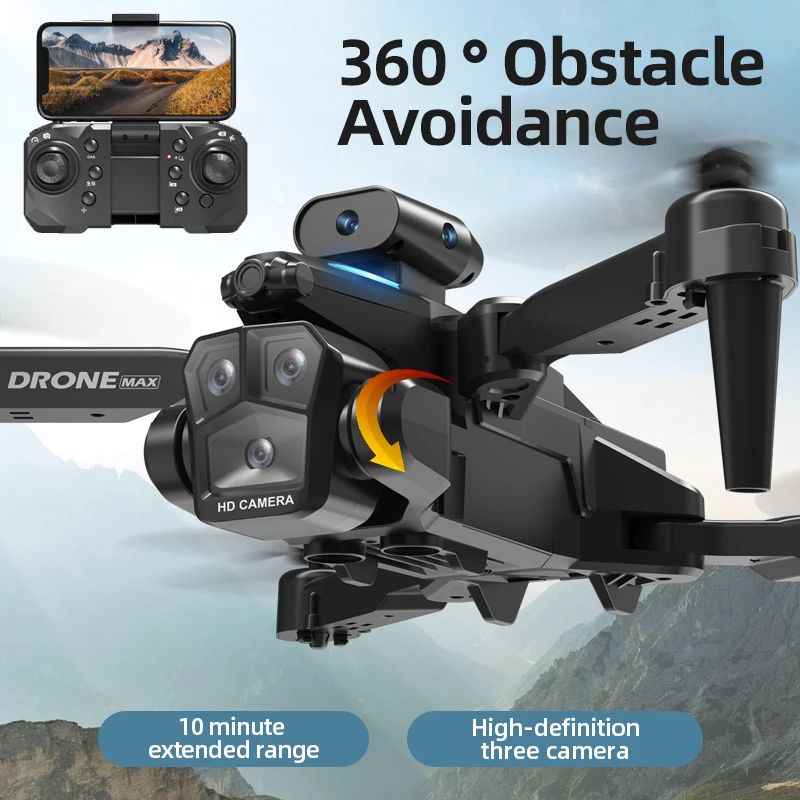 

C10 Max 4K Drone Three HD Camera Mini Dron 360° Obstacle Avoidance Wifi FPV Quadcopter Remote Control Aircraft Helicopter Toys