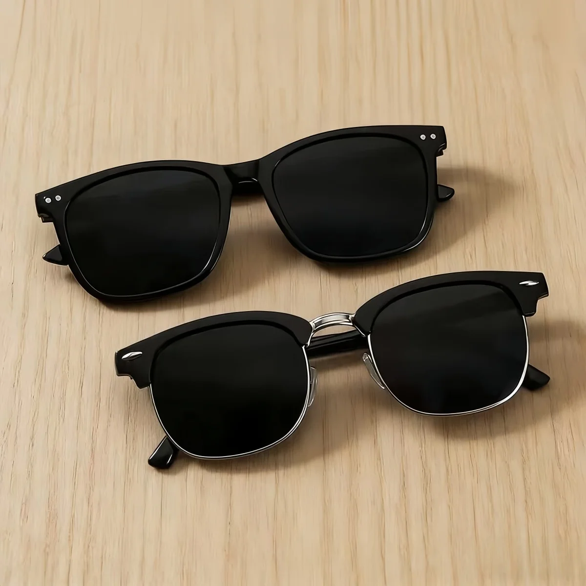 2pcs Fashion Sunglasses Glasses European and American Retro Unisex Classic Y2K Trendy Versatile Sunscreen Lightweight Frame Sung
