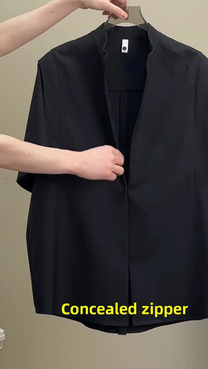 

Новая китайская мужская молния из ледяного шелка ort Sve Thin Cleanfit Haome High-End Feeling Summer Trendy на пуговицах