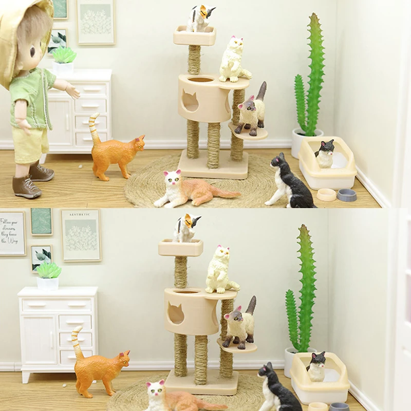1/12 casa de bonecas simulação pet gato escalada quadro modelo casa de bonecas acessórios móveis em miniatura micro cena adereços construção