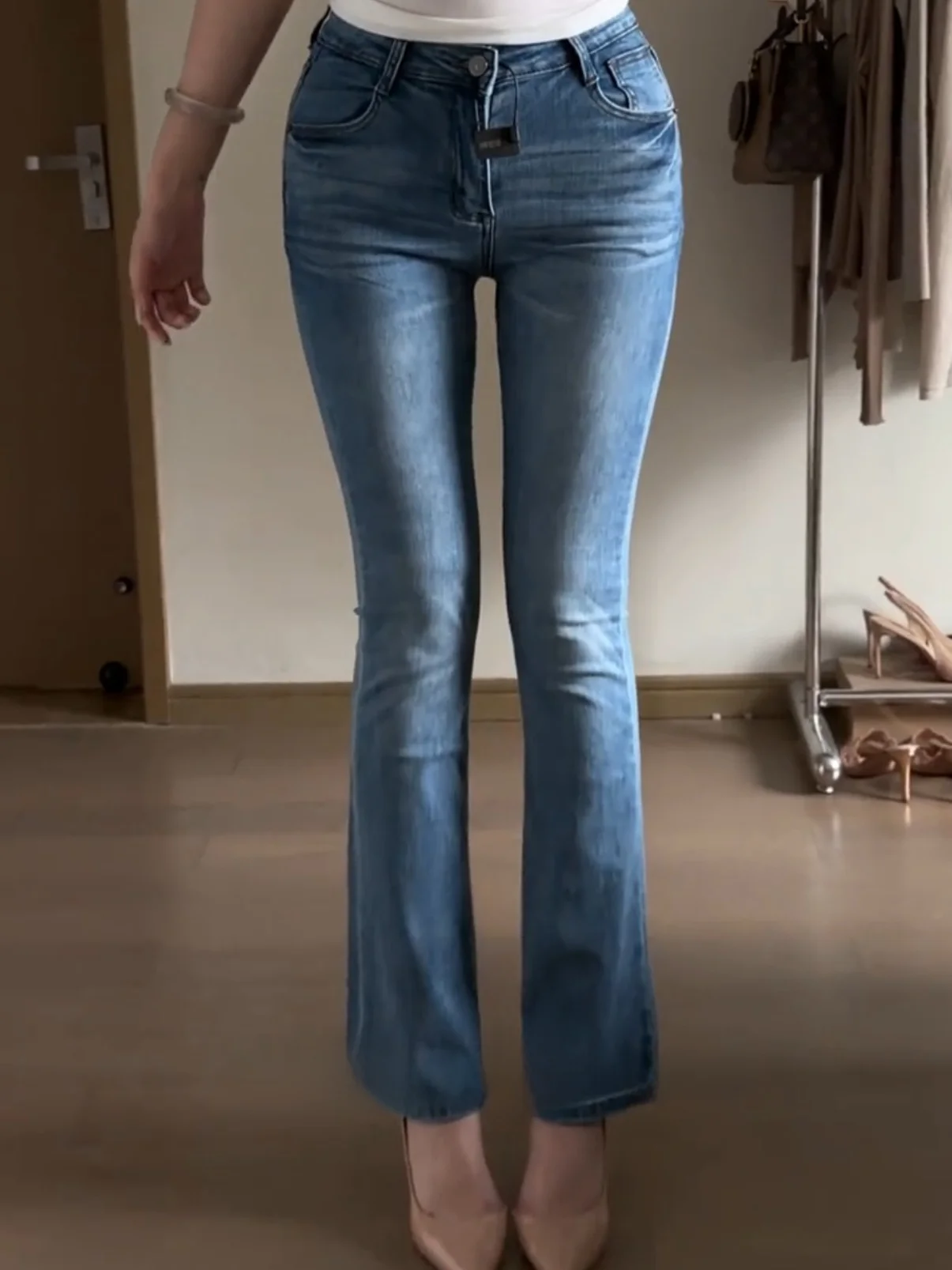 High Waist Flared Jeans Women's Slim Fit High Elasticity Butt Enhancing Leg Lengthening Capri Jeans Summer Collection