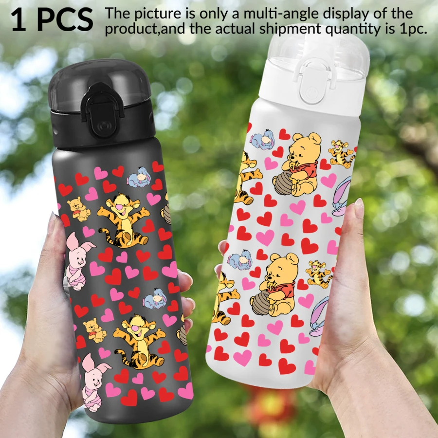 1 個ディズニーベアラブパターン 26 オンスプラスチックウォーターボトルアウトドアスポーツウォーターカップ誕生日/ホームカミングギフト