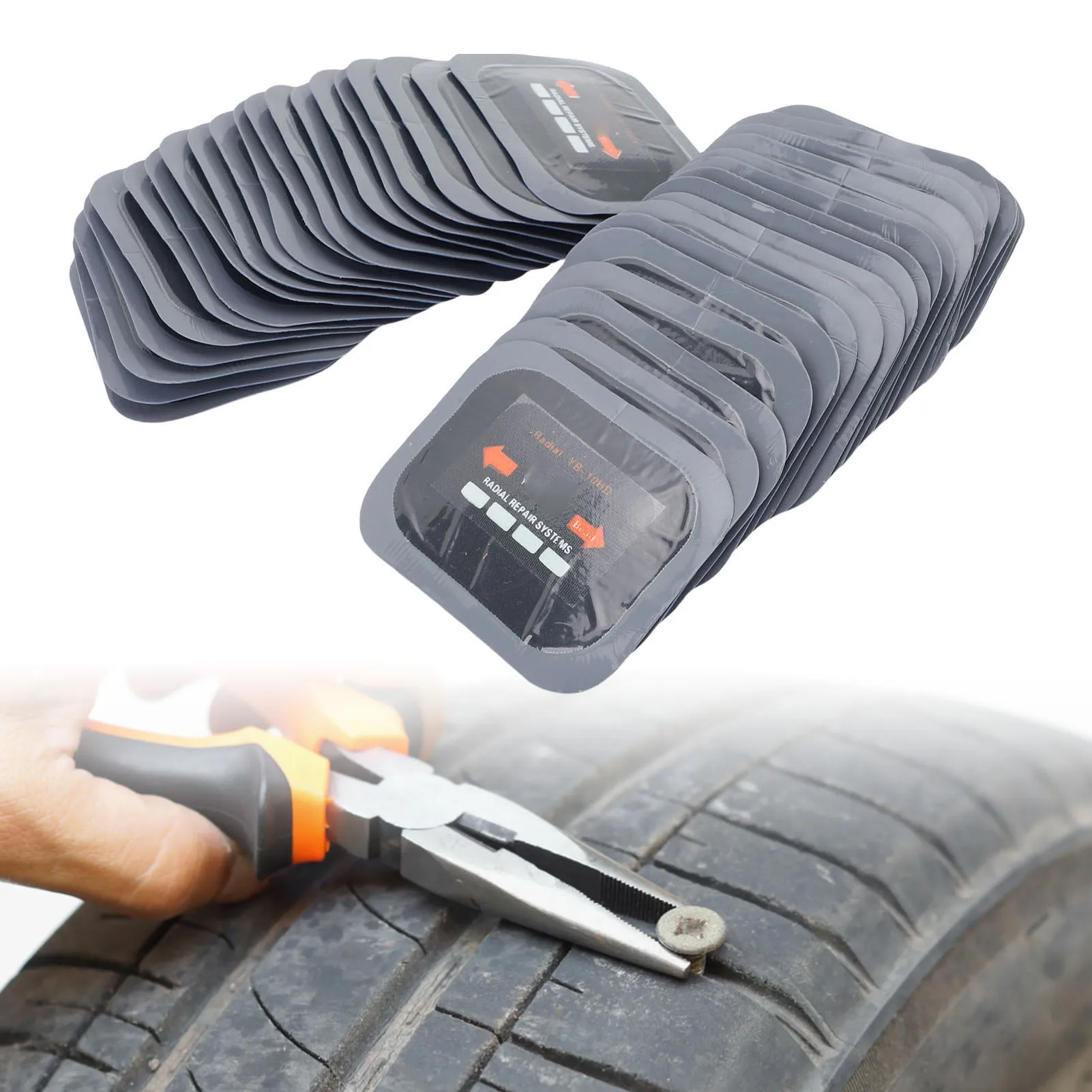 40Pcs Radial Tire Repair Patches 65x80mm  Rubber Tire Patch Kit for Cars Motorcycles Trucks Radial Tire Patch Kit