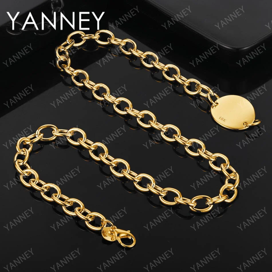 Charm 18K Gold Jewelry 18 Inches Smooth Round Necklace For Women Men Fashion Party Favors Wedding Accessories