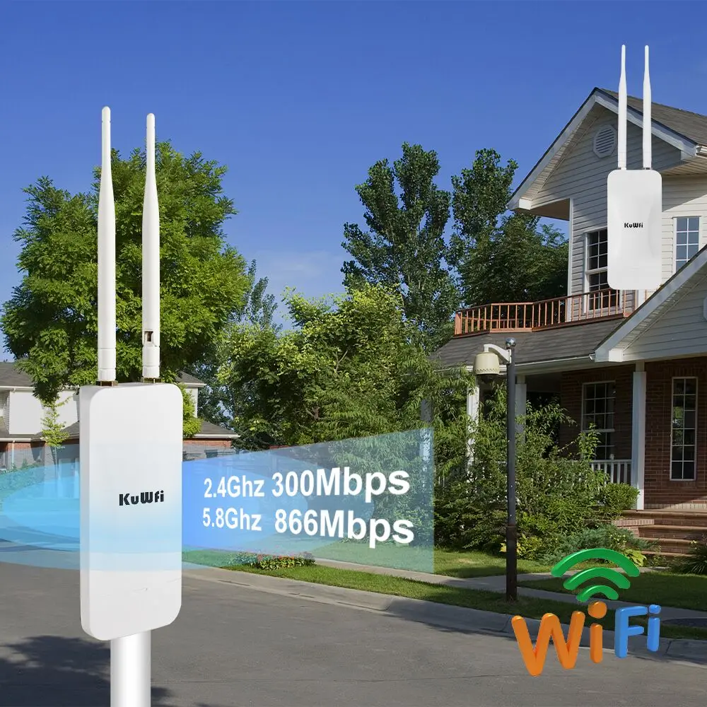 Imagem -04 - Kuwfi 1200mbps 2.4g 5.8g ao ar Livre sem Fio Wifi Extensor de Sinal Roteador Amplificador Wi-fi Wan Lan Porta Suporte Repetidor ap 24v Poe