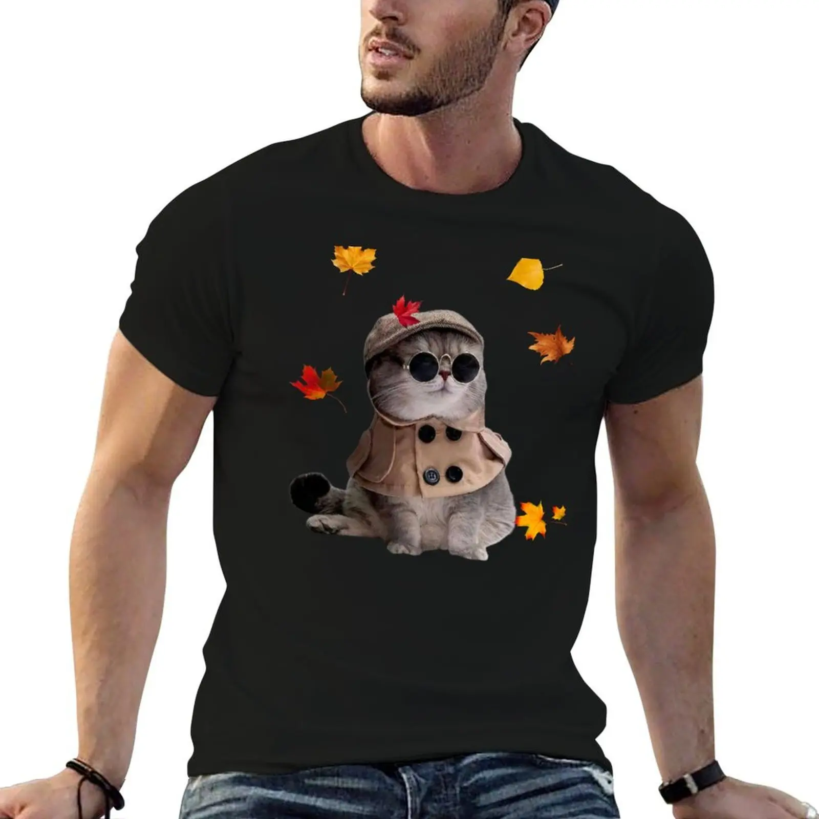 Fall Cat Shirt, Cat Lovers Fall Gift, Autumn Leaves Shirt, Fall Shirt for Mom, Gift for Her, Women's Shirt, Cat Lovers S T-Shirt