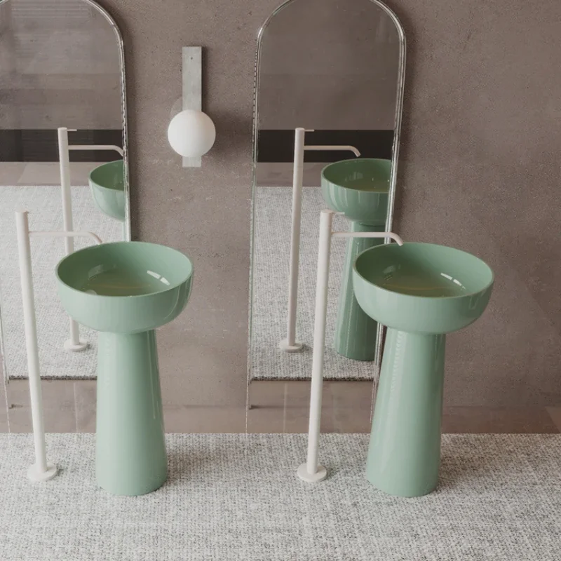 Fruit green artificial stone integrated floor-to-ceiling column balcony hotel courtyard hand washing basin