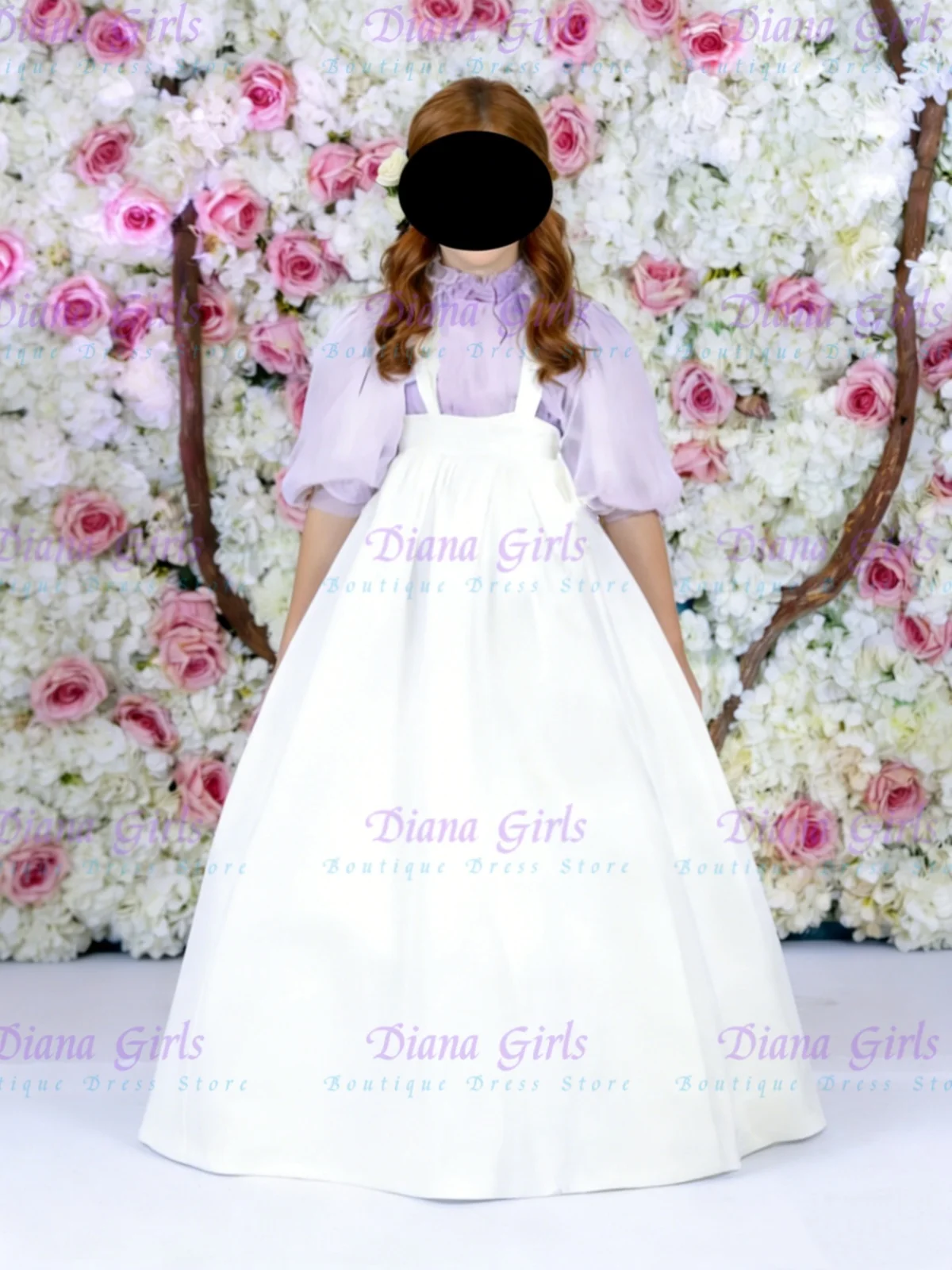 

Lovely Two-piece Set Flower Girl Dress Quality Lavender Organza With White Satin For Princess Wedding Birthday Evening Gowns