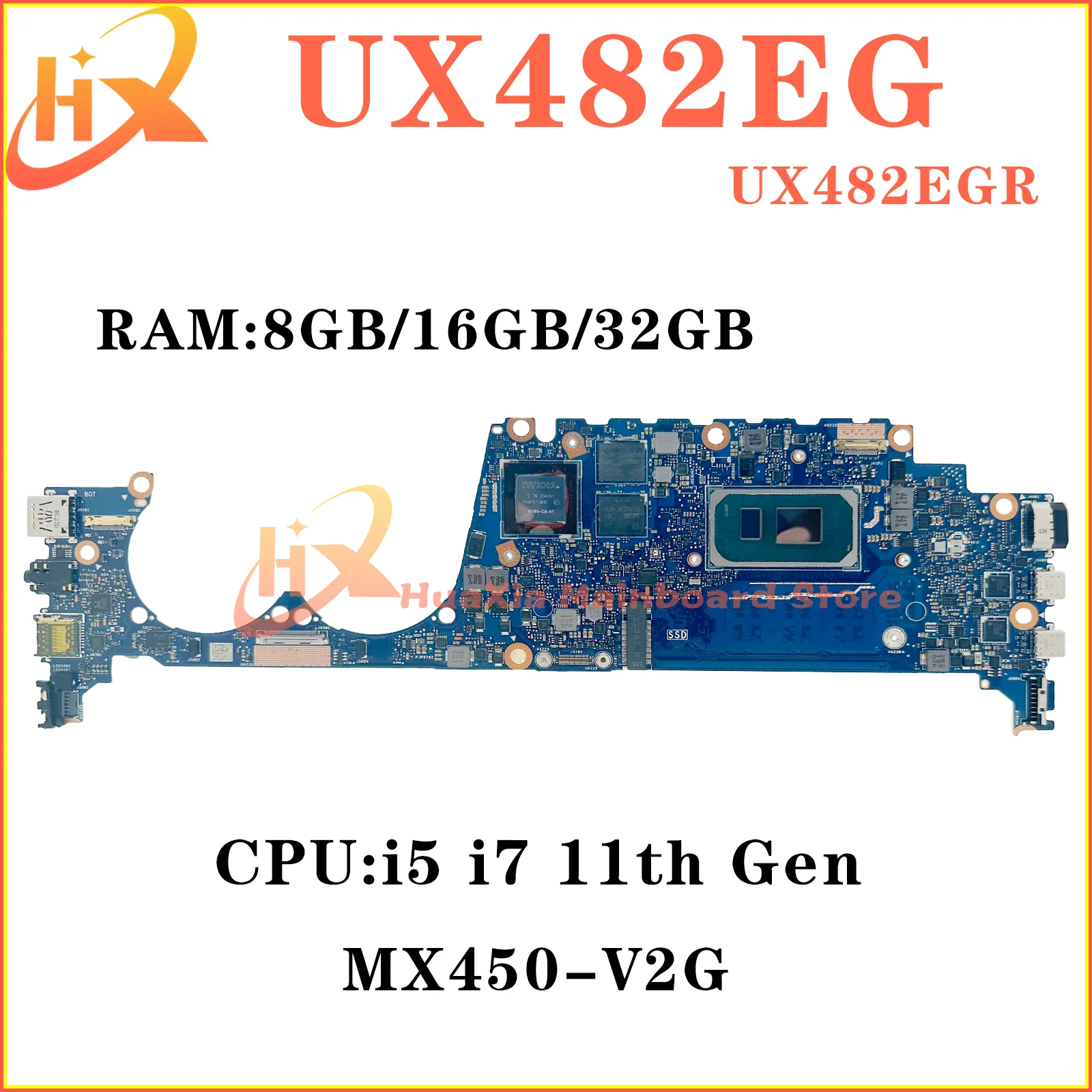 

UX482EG Mainboard For ASUS UX482EA UX482EGR UX482EAR UX482E BE482E BX482E Laptop Motherboard i5 i7 11th Gen RAM-8G/16G/32G