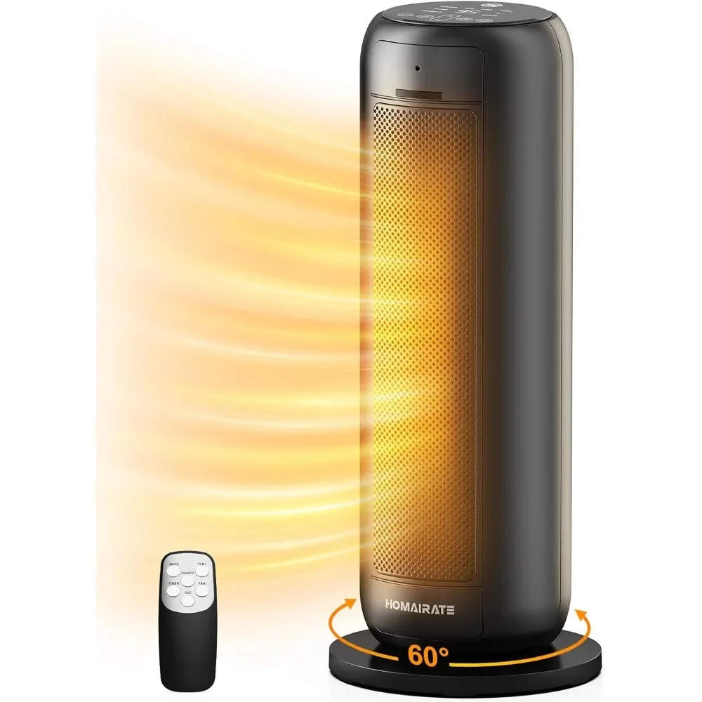 

20 inch quick portable heater with remote control and thermostat, voice controlled space heater with 4 modes for large rooms