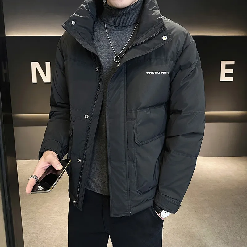 

Легкая утепленная куртка с воротником-стойкой для молодежи, защита от холода, американский стиль, теплая, мужская, модная, городская, повседневная, из полиэфирного волокна