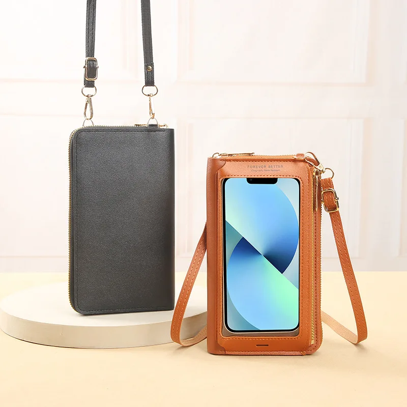 Portable Touch Screen Crossbody Phone Bag for Women Anti Theft Multi Functional Shoulder Transparent Mini Purse Storage Bag