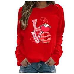 Valentine's Day Women's Pullover Couple Outfit Casual Print Round Neck Long Sleeve Sweatshirt Loose Sports Pullover