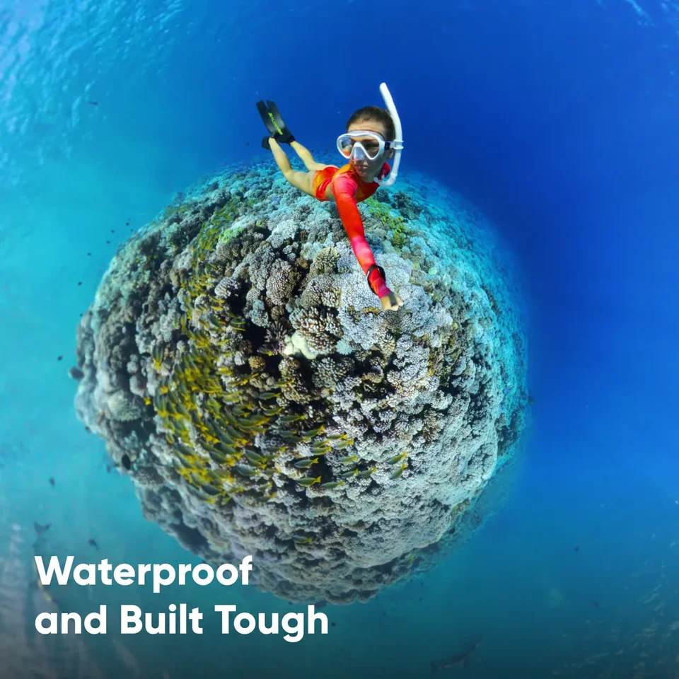 حزمة Get-Set الأصلية Insta360 X4 مع بطاقة 128 جيجابايت - مقاومة للماء مقاس 33 بوصة، صور بدقة 72 ميجابكسل، 8K30/5.7K60 360 ° فيديو سينمائي H.265 #4