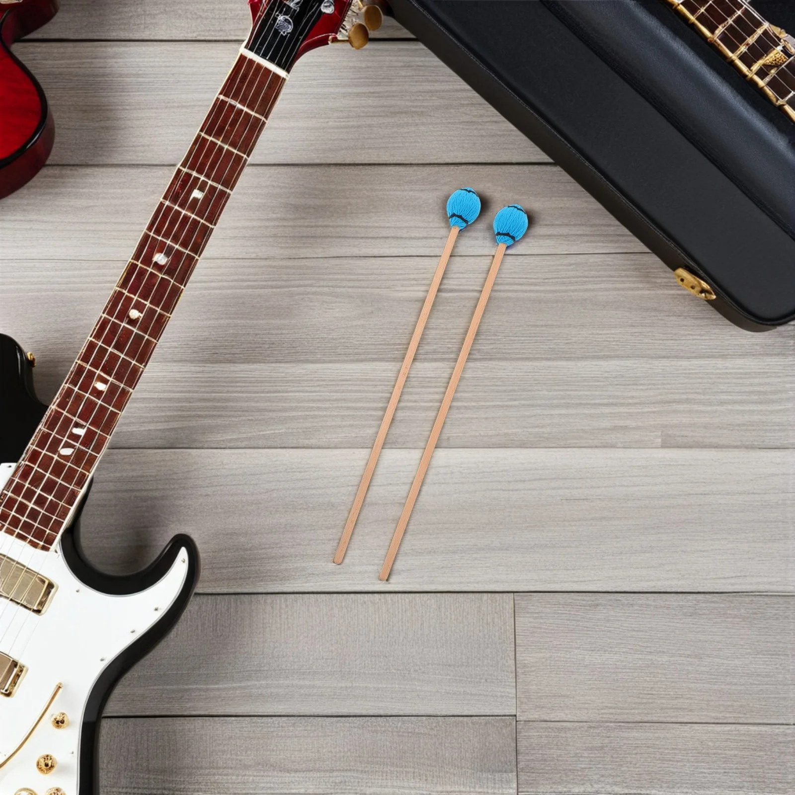

1Pair Marimba Mallets Reinforced Blue Percussion Sticks Wooden Handle for Xylophone Glockenspiel Chime Musical Instrument