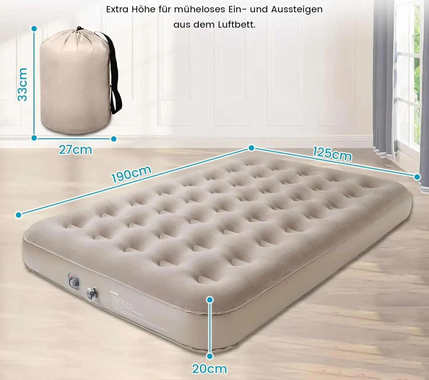 PVC flocking inflatable bed air mattress bed, double inflatable mattress