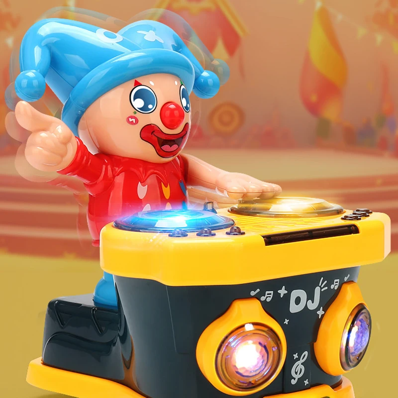 Nieuwe Creatieve Cartoon DJ Disc Clown Kinetische Dansen Speelgoed Grappige Muziek Licht Swing Pop kinderen Puzzel Speelgoed Kinderen Verjaardagscadeau