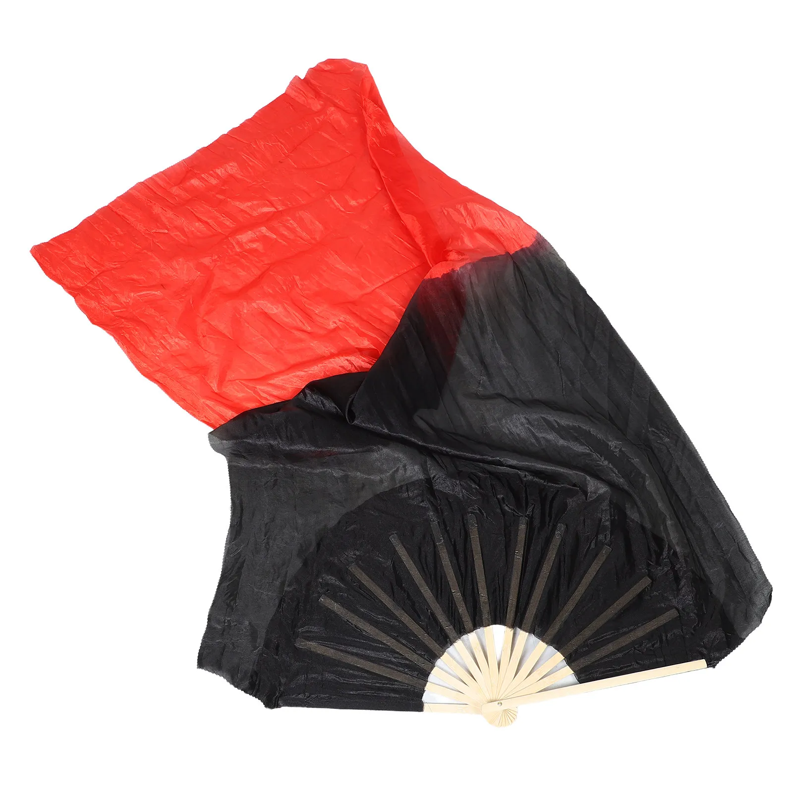 

Веер для танца живота из искусственного шелка, складной, черно-красный градиент, 150 см, реквизит для китайских народных танцев, сценический веер-вуаль, танцевальные шелки