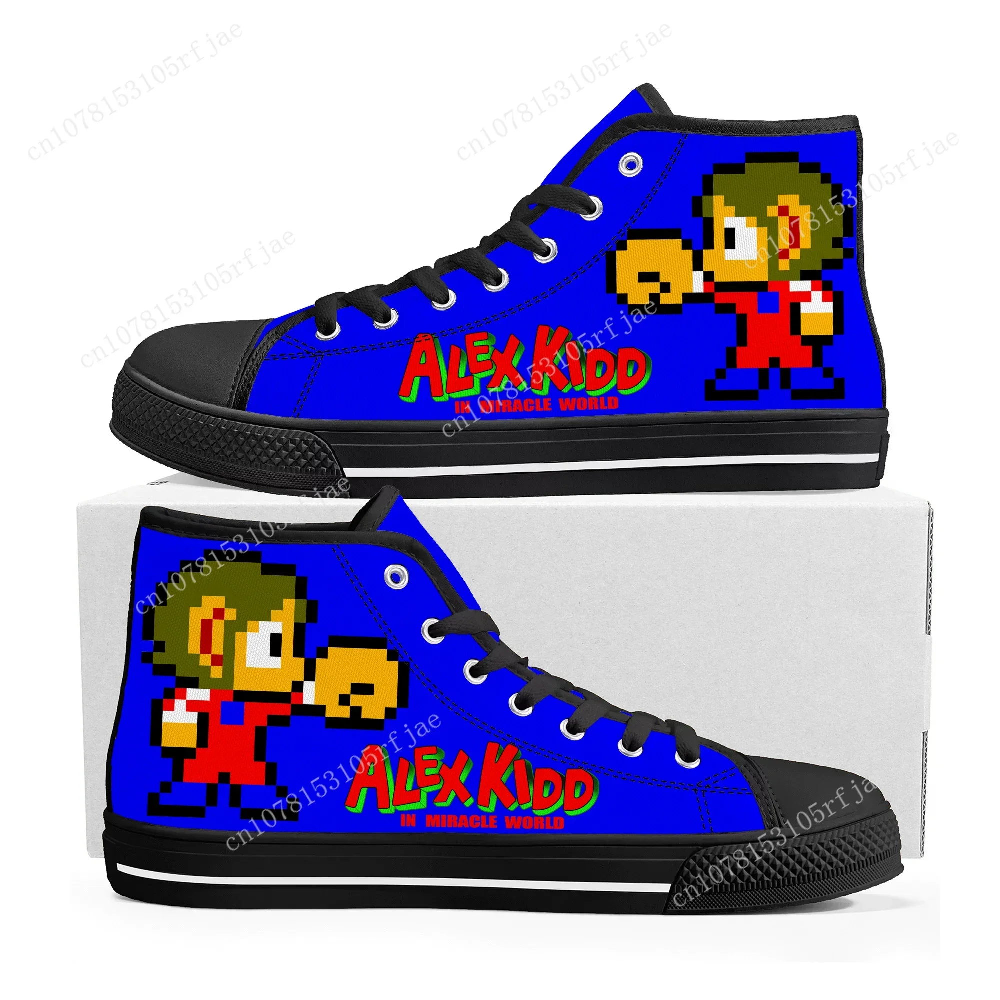 Zapatillas Altas Alex Kidd, Diseño de Dibujos Animados, para Hombre, Mujer y Adolescente, Zapatillas de Lona de Alta Calidad, Personalizadas para Parejas