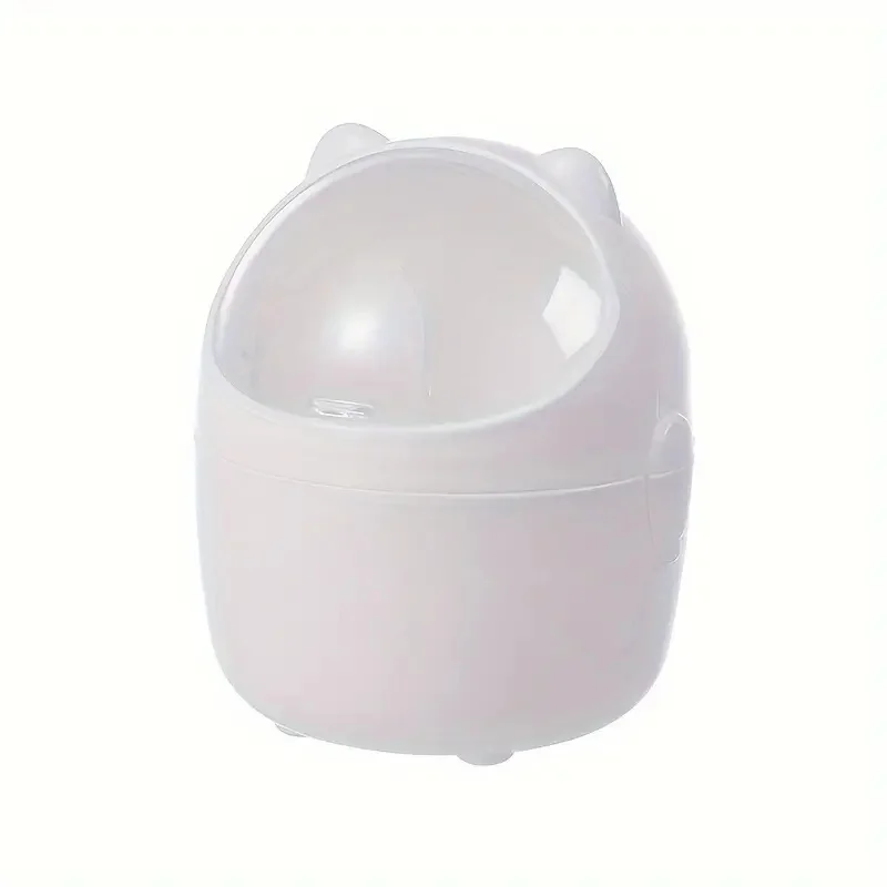 Mini Cute Cylindrical Wastebasket with Screw-Off Cap - Durable Plastic Desktop Trash Can