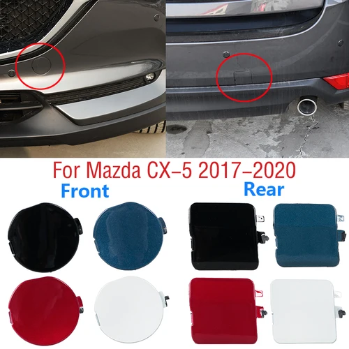Imagen 1 del producto Para Mazda CX5 CX-5 KF II 2017 2018 2019 2020 cubierta de gancho de remolque de parachoques trasero delantero de coche tapa de cubierta de ojo de transporte de remolque