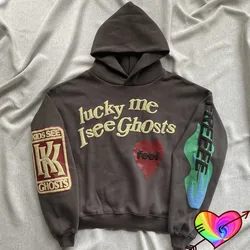 Sudaderas con capucha con estampado 3D de espuma para hombres y mujeres, tela pesada, Kanye West, 1:1 Lucky Me I See Ghosts, Sudadera con capucha para niños, ver fantasmas, Ye